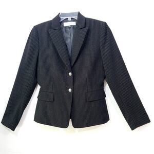 Tahari pinstripe hematite button front blazer 4